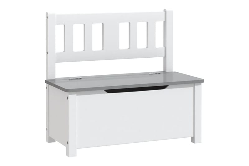 Förvaringsbänk barn vit och grå 60x30x55 cm MDF - Vit - Förvaring barnrum - Leksakslådor - Barnrum