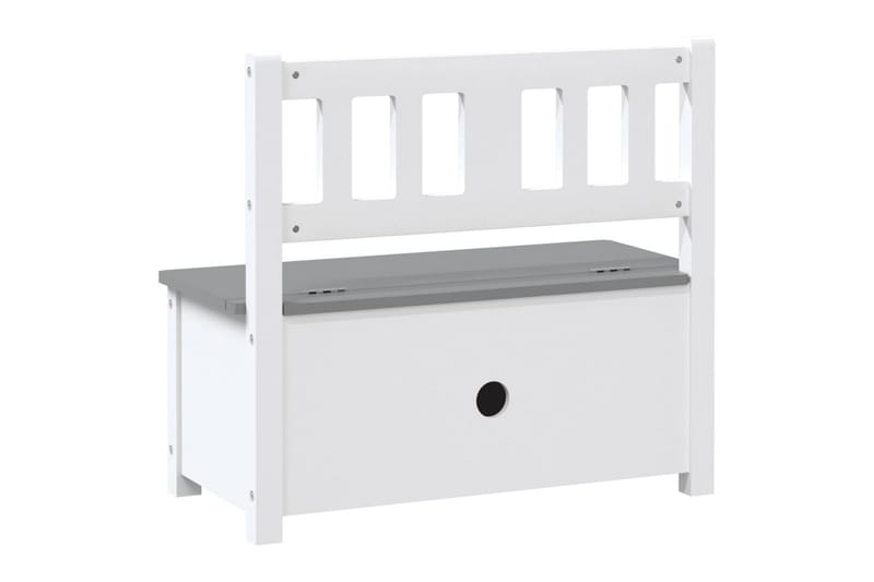 Förvaringsbänk barn vit och grå 60x30x55 cm MDF - Vit - Förvaring barnrum - Leksakslådor - Barnrum