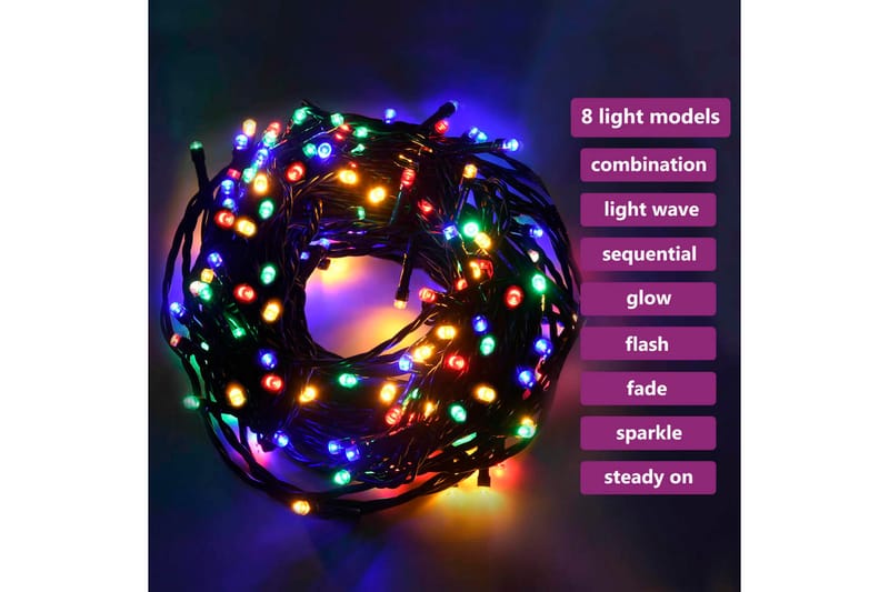 Ljusslinga med 400 lysdioder 40m 8 ljuseffekter flerfärgad - Flerfärgad - Julbelysning - Ljusslinga - Balkongbelysning