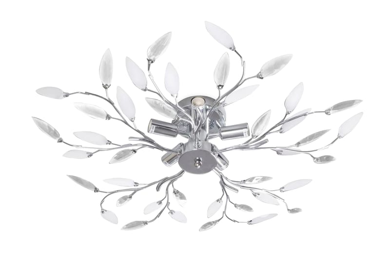 Taklampa 5-armad E14 med kristallöv vit/transparent - Vit - Kökslampa & pendellampa - Sovrumslampa - Fönsterlampa hängande