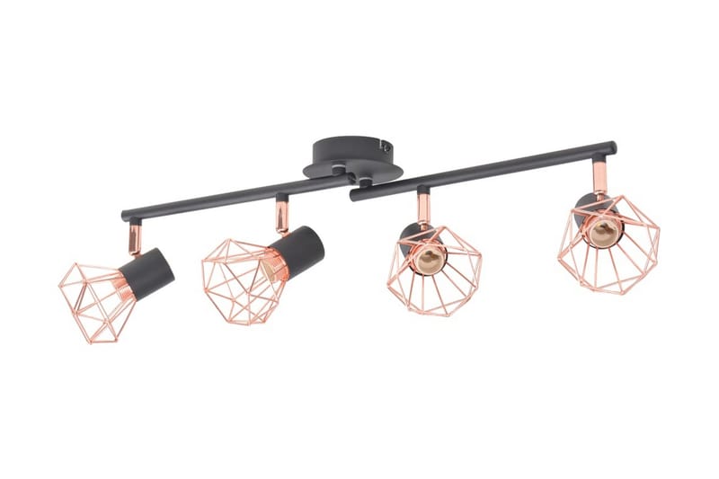 Taklampa med 4 spotlights E14 svart och koppar - Svart - Kökslampa & pendellampa - Sovrumslampa - Fönsterlampa hängande