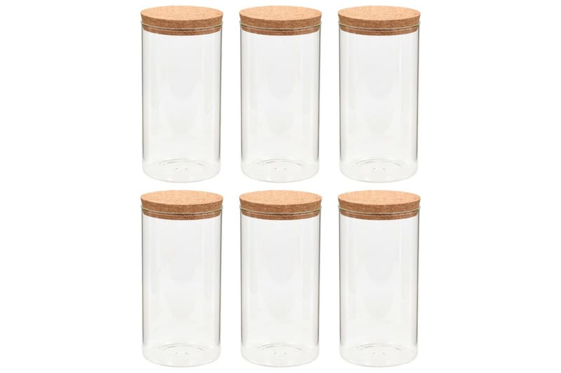 Förvaringsburkar i glas med korklock 6 st 1100 ml - Transparent - Småförvaring - Glasburk - Flaskor & burkar