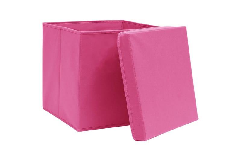 Förvaringslådor med lock 4 st 28x28x28 cm rosa - Rosa - Förvaringslådor