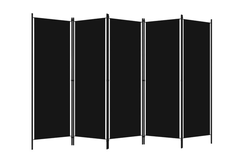 Rumsavdelare 5 paneler svart 250x180 cm - Svart - Rumsavdelare