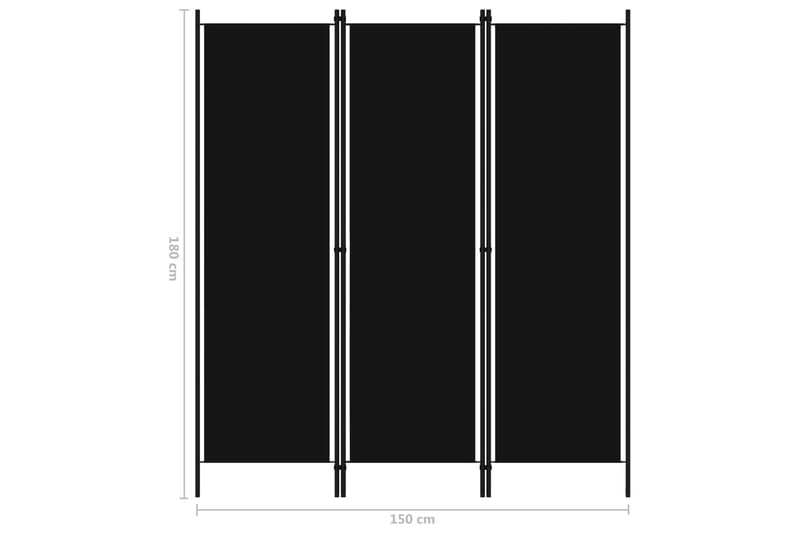 Rumsavdelare 3 paneler svart 150x180 cm - Svart - Rumsavdelare