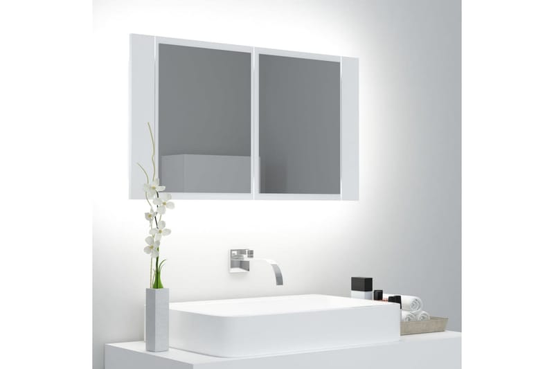Spegelskåp med LED vit 80x12x45 cm - Vit - Badrumsskåp - Spegelskåp
