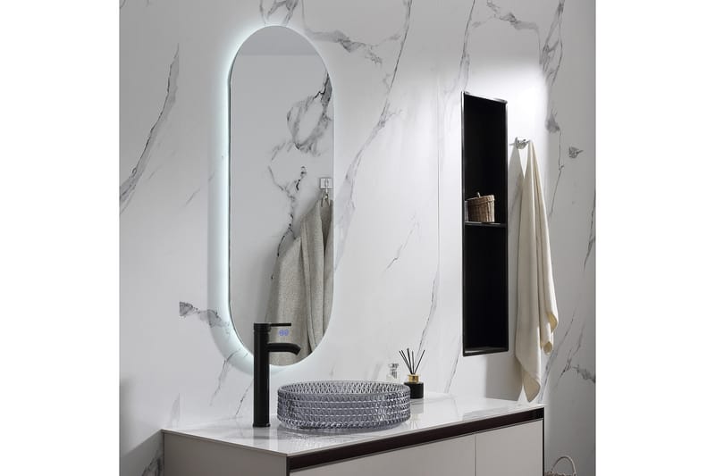 Olivia Oval LED-spegel med antifog-funktion 45x110cm Silver - Väggspegel