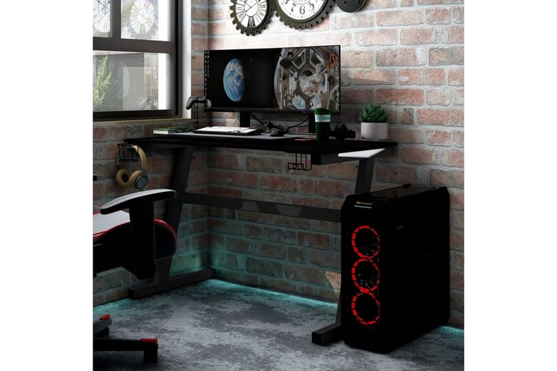 Gamingskrivbord LED med Z-formade ben svart 90x60x75 cm - Svart - Gamingbord & datorbord - Bord