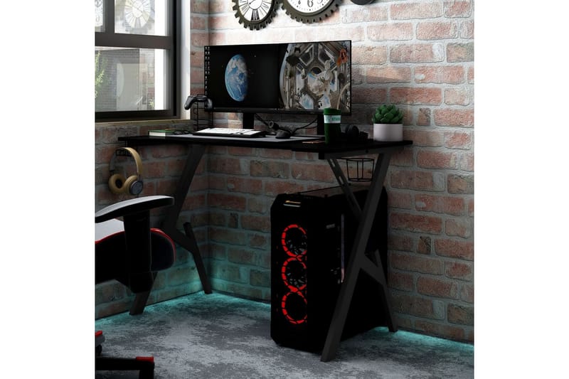 Gamingskrivbord med Y-formade ben svart 90x60x75 cm - Svart - Gamingbord & datorbord - Bord