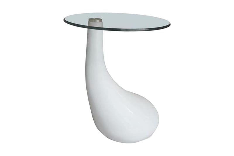 Soffbord 2 st med rund bordsskiva glas högglans vit - Vit - Bord - Satsbord