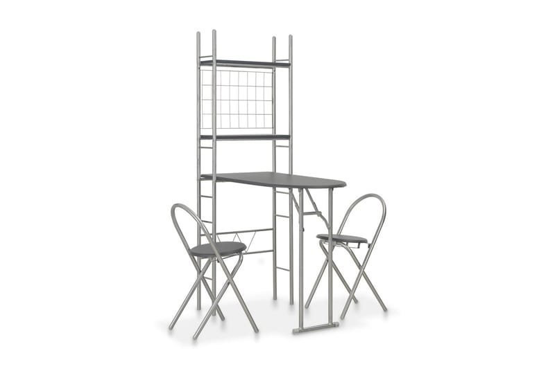 Hopfällbar matgrupp 3 delar med hylla MDF och stål svart - Svart - Matgrupp & matbord med stolar