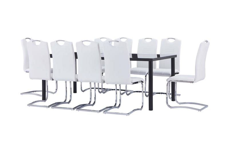 Matgrupp 11 delar konstläder vit - Vit - Matgrupp & matbord med stolar