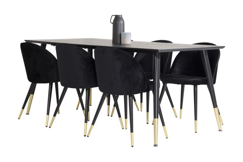 JACOBAY Matgrupp med 6 ALTEA Matstolar Mässing/Svart - Matgrupp & matbord med stolar