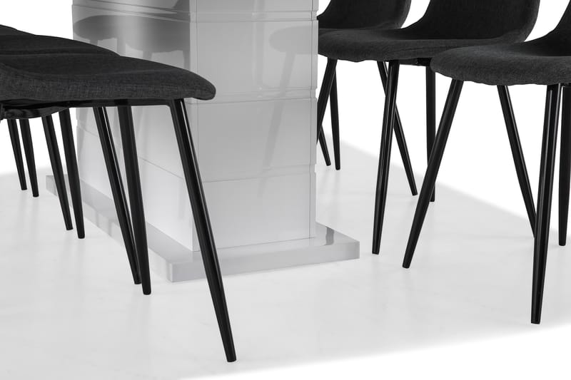 KULMBACH Förlängningsbar Matgrupp 200 + 8 NIKOLAS Stol Grå/V - Matgrupp & matbord med stolar