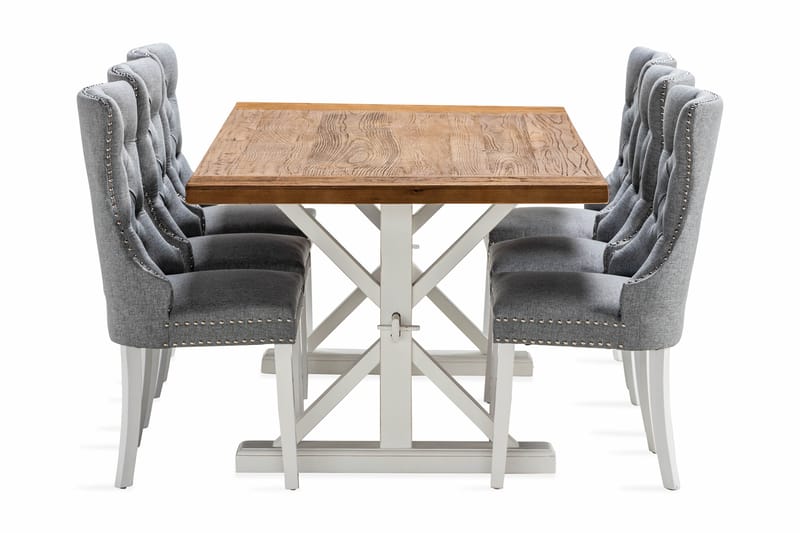 LIRE Förlängningsbart Bord 200cm Brun/Vit+6 VALSTORP Stolar - Matgrupp & matbord med stolar