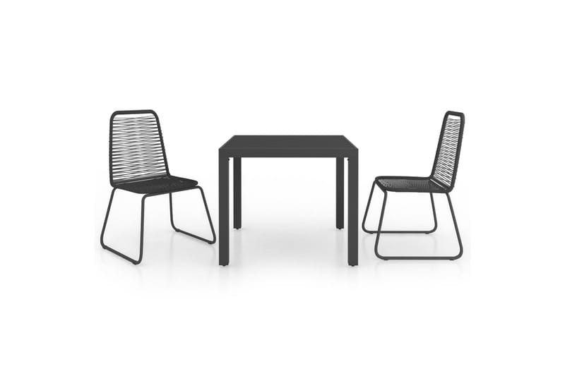 Matgrupp för trädgården 3 delar PVC-rotting svart - Svart - Matgrupp & matbord med stolar