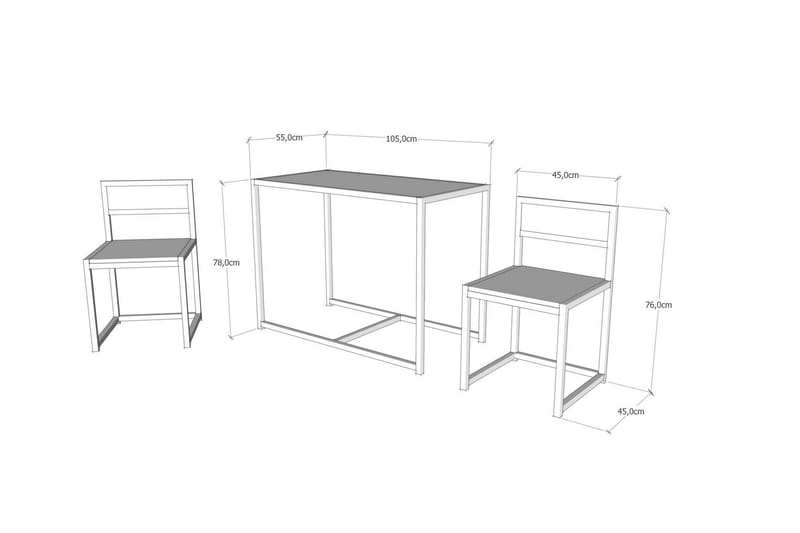 SHURMAN Matgrupp 3 delar 105 cm Trä/Natur/Svart - Matgrupp & matbord med stolar
