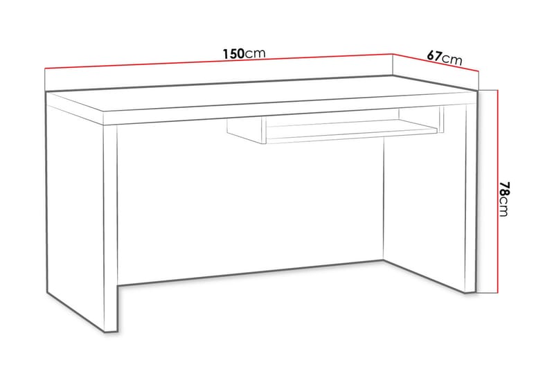 CHELES Skrivbord 150 cm Ekfärg/Brun - Brun - Skrivbord - Bord