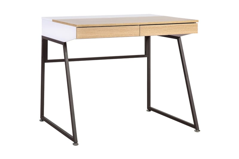 DONNISH Skrivbord 90 cm med Förvaring 2 Lådor Grå/Trä/Natur/ - Skrivbord - Bord