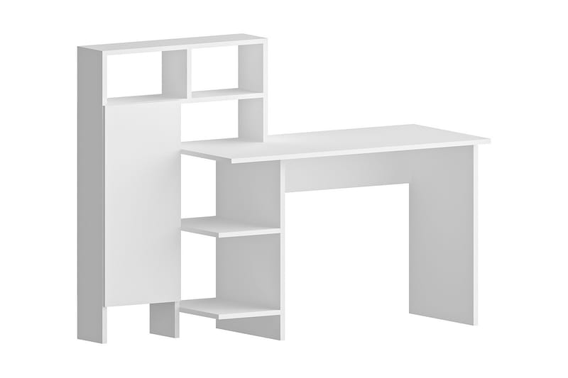 DUMELE Skrivbord 135 cm med Förvaring Hyllor + Skåp Vit - Skrivbord - Bord