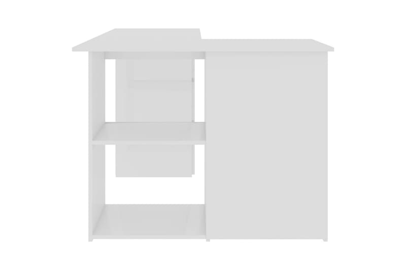 Hörnskrivbord vit högglans 145x100x76 cm spånskiva - Vit - Skrivbord - Bord