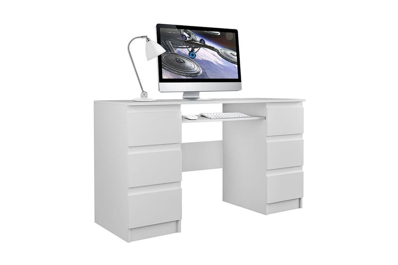 KUBIA Skrivbord 130 cm med Förvaring Lådor Grå/Vit - Grå/Vit - Skrivbord - Bord