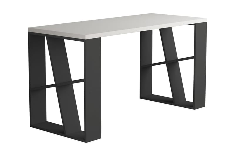 MARIOLA Skrivbord 140 cm Vit/Mörkgrå - Vit/Mörkgrå - Skrivbord - Bord