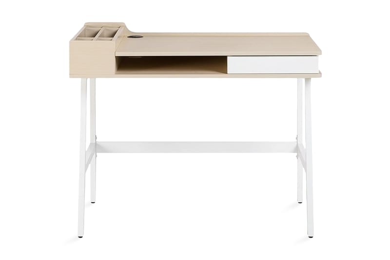 PARAMARIBO Skrivbord 100 cm med Förvaring Vit/Ljusbrun - Skrivbord - Bord