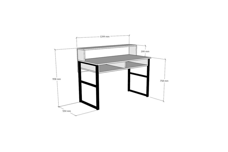 SHESHO Skrivbord 120 cm med Förvaring 2 Hyllor Valnötsbrun/S - Skrivbord - Bord