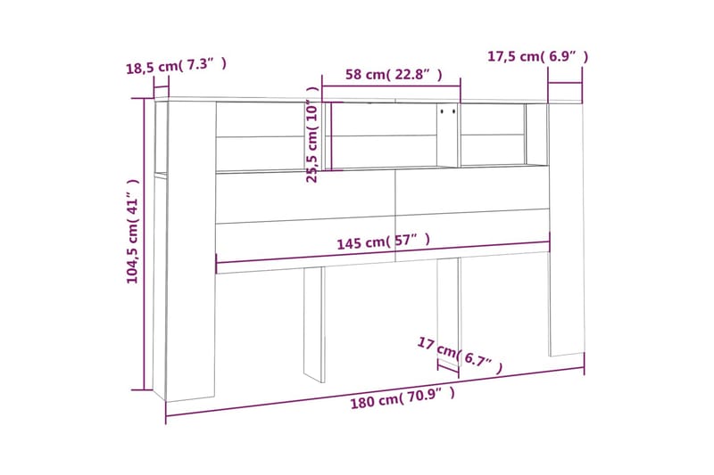 beBasic Sänggavel med förvaring vit 180x18,5x104,5 cm - Sänggavlar