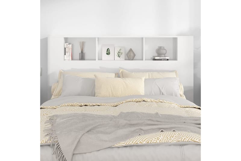 beBasic Sänggavel med förvaring vit högglans 160x18,5x104,5 cm - Sänggavlar