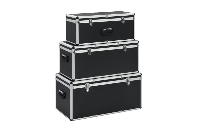 Förvaringsväskor 3 st svart aluminium - Svart - Sängkista - Förvaringskista & sängkista