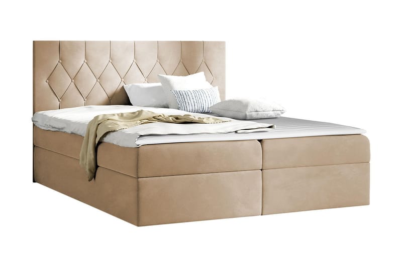 Davender Sängpaket Kontinentalsäng 120x200 cm med Förvaring - Beige - Komplett Sängpaket - S�ängar med förvaring