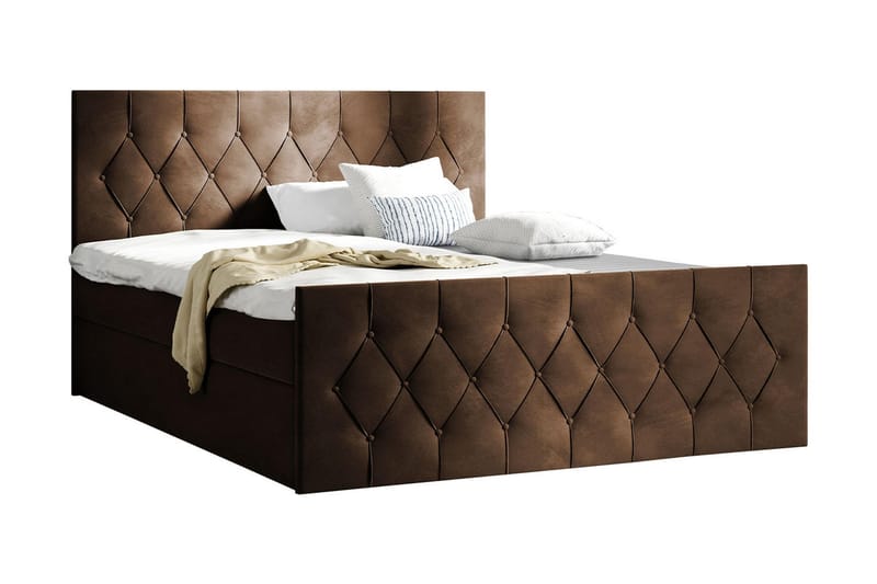 Davendra Sängpaket Kontinentalsäng 180x200 cm med Förvaring - Brun - Komplett Sängpaket - Sängar med förvaring