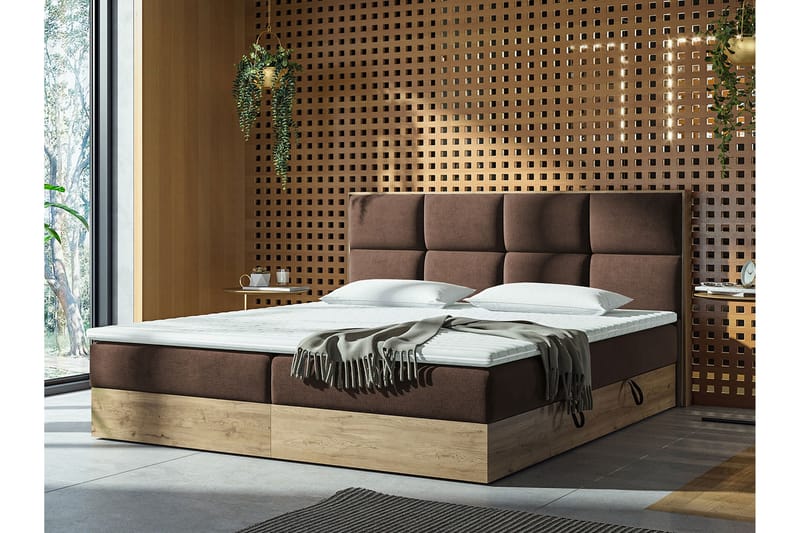 Förvaringssäng EUPHORIA 180x200 - Brun - Komplett Sängpaket - Sängar med förvaring