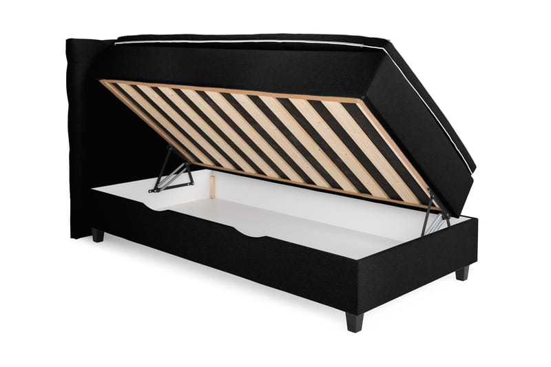 OAKHAM Komplett Sängpaket Säng med Förvaring 105x200 Svart - Royal Sänggavel 105 cm - Komplett Sängpaket - Kontinentalsängar