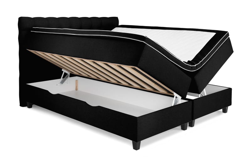 OAKHAM Komplett Sängpaket Säng med Förvaring 180x200 Svart - Royal Box Sänggavel 180 cm - Komplett Sängpaket - Kontinentalsängar