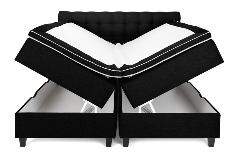 OAKHAM Komplett Sängpaket Säng med Förvaring 180x200 Svart - Royal Box Sänggavel 180 cm - Komplett Sängpaket - Kontinentalsängar