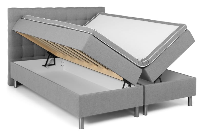 WEYBURN Sängpaket 160x200 Ljusgrå - Komplett Sängpaket - Sängar med förvaring
