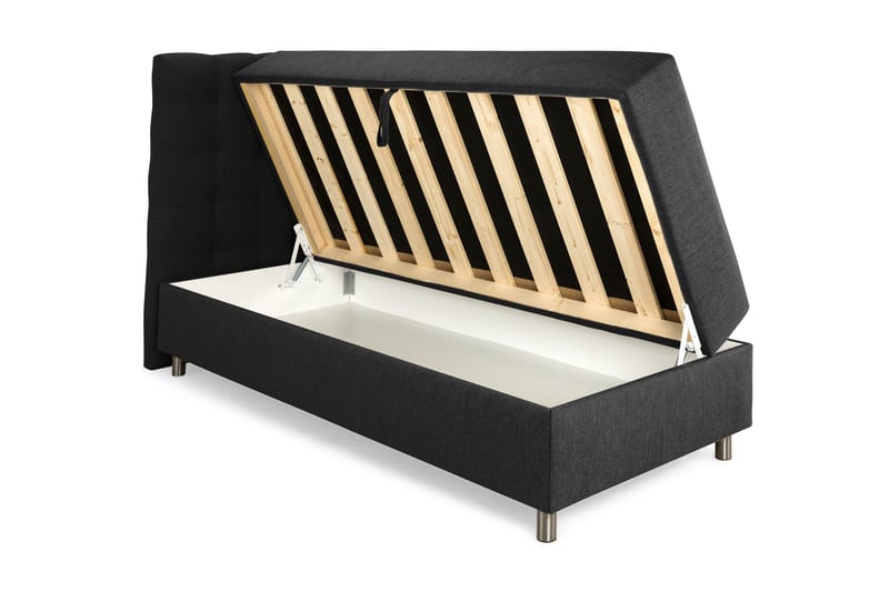 WEYBURN Sängpaket 90x200 Mörkgrå - Komplett Sängpaket - Sängar med förvaring