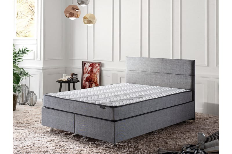 ZILARRA Kontinentalsäng 150x200 cm Grå - Komplett Sängpaket - Sängar med förvaring