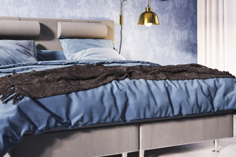 FELICIA Kontinentalsäng Sängpaket 160 Ljusgrå med nackkudde - Komplett Sängpaket - Kontinentalsängar