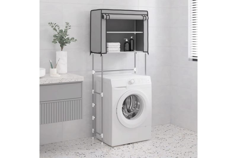 beBasic Hylla för tvättmaskin med 2 hyllplan grå 71x29,5x170,5 cm järn - Handdukshängare