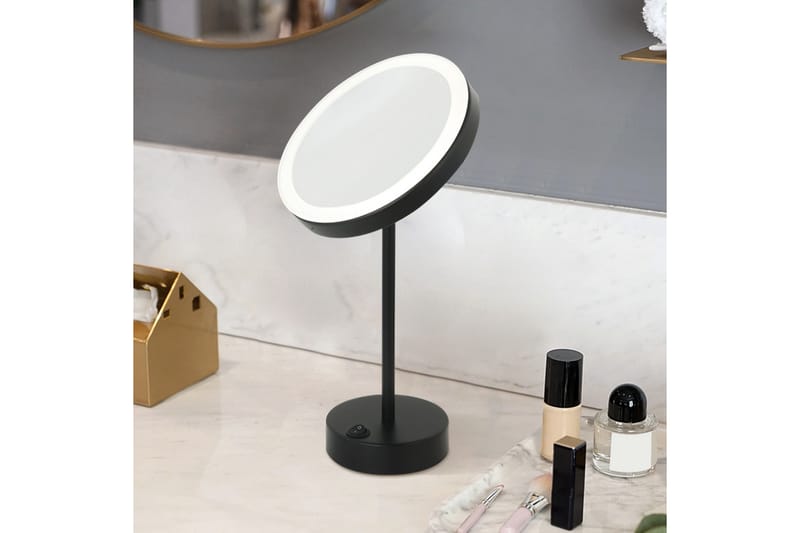 Poppy Sminkspegel med LED-belysning x cm Svart - Badrumstillbehör - Sminkspegel