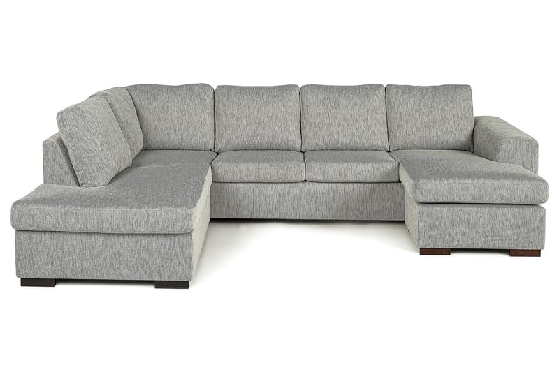 CONNECT U-soffa med Divan Höger Grovvävt tyg Ljusgrå - Skräddarsy färg och tyg - U-soffor