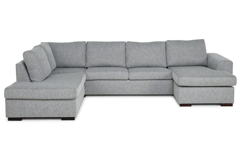 CONNECT U-soffa XL med Divan Höger Linnelook Brun - Skräddarsy färg och tyg - U-soffor