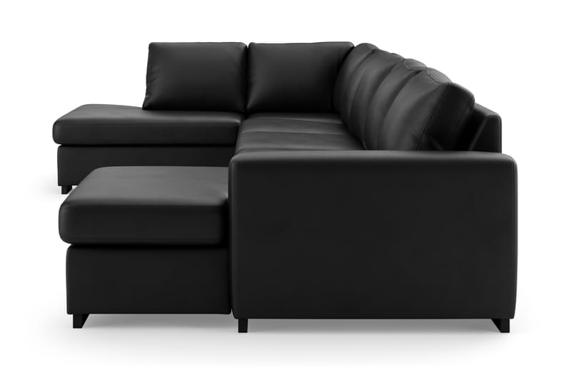 DAWSON U-soffa Large med Divan Höger Konstläder Svart - Skinnsoffor - U-soffor