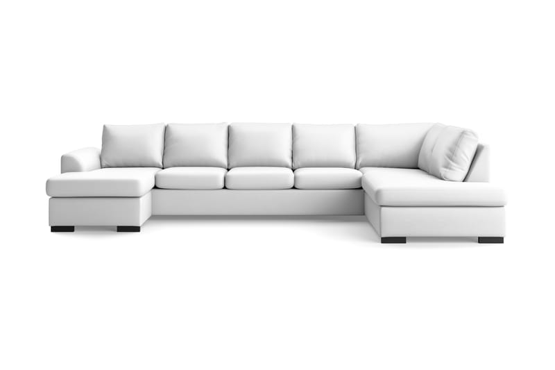DAWSON U-soffa Large med Divan Vänster Konstläder Vit - Skinnsoffor - U-soffor