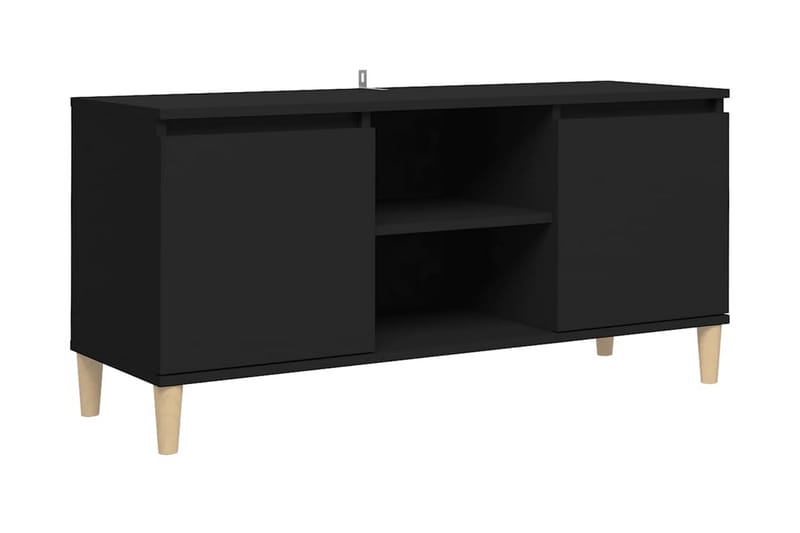 TV-bänk med massiva ben svart 103,5x35x50 cm - Svart - Tv-bänkar
