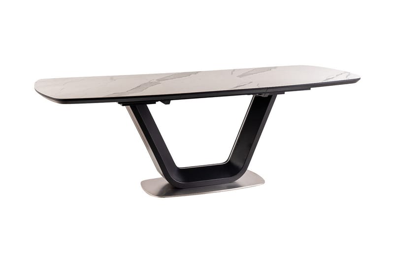 BETHAL Förlängningsbart Matbord 160 cm Keramik/Svart/Vit - Marmorbord - Bord - Matbord & köksbord